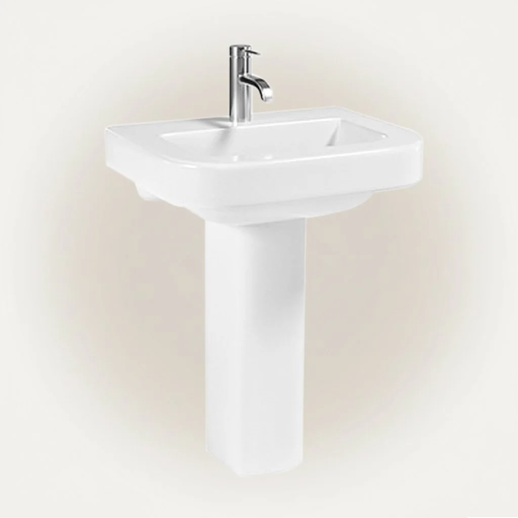 Rectangular Ceramic Vessel Sink Wall Hung Wash Basin with Rounded Corners Modern Bathroom Lavatory Basin