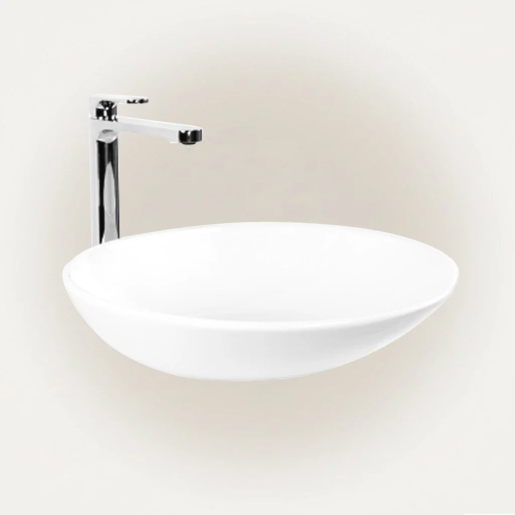 Oval Ceramic Wash Basin Premium Bathroom Vessel Sink, Durable Glossy Finish Lavatory Basin