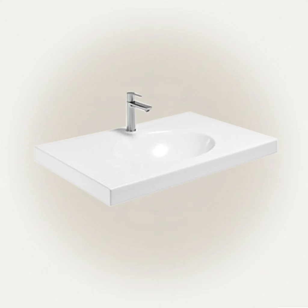 Rectangular Ceramic Vessel Sink Bathroom Wash Basin Modern Wall Hung Sanitary Ware with Clean Edge Design
