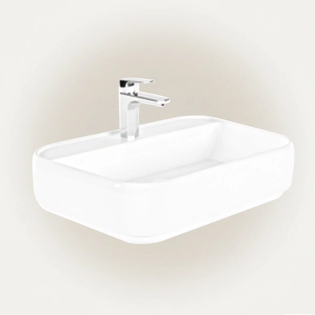 Square Ceramic Vessel Sink Bathroom Wash Basin Modern Countertop Vanity Basin