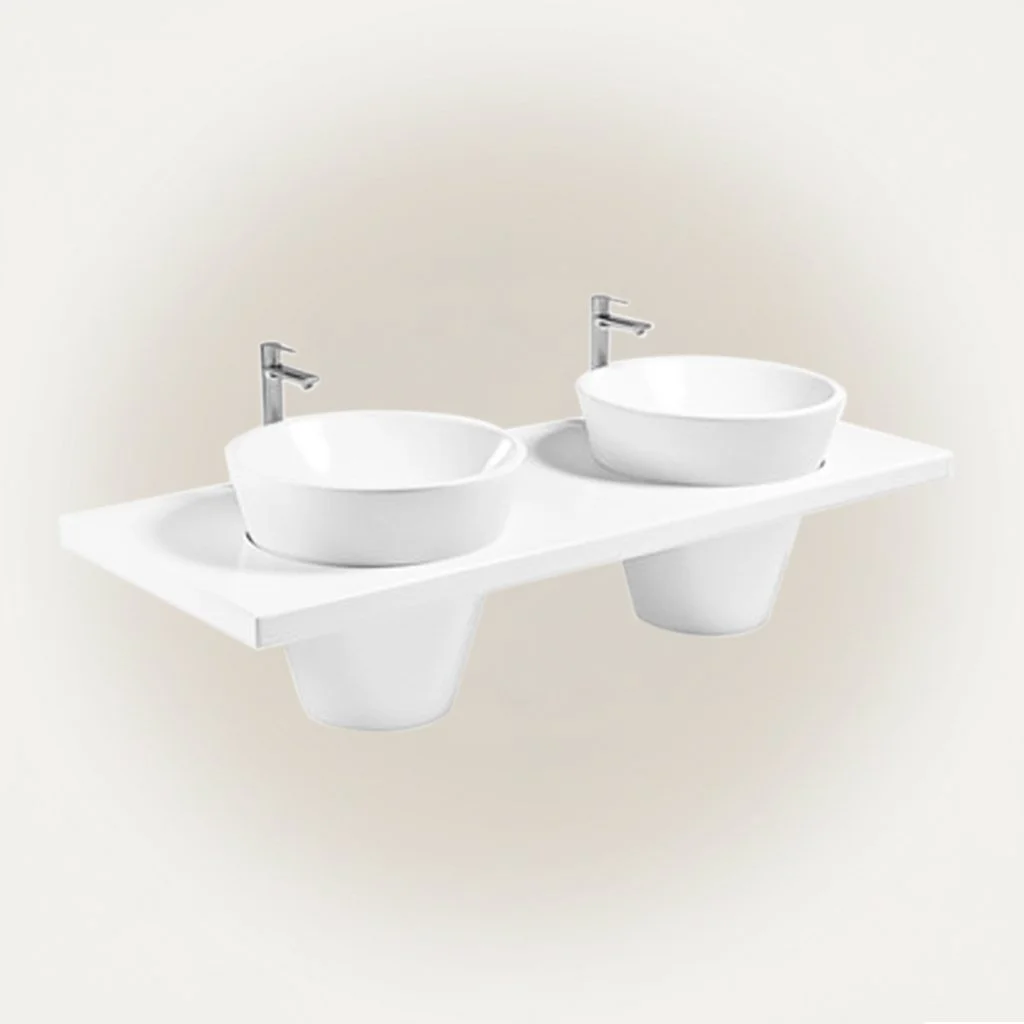 Premium Circular Countertop Wash Basin Round Ceramic Vessel Sink with Concave Bowl Design, Smooth Curved Edges Bathroom Basin