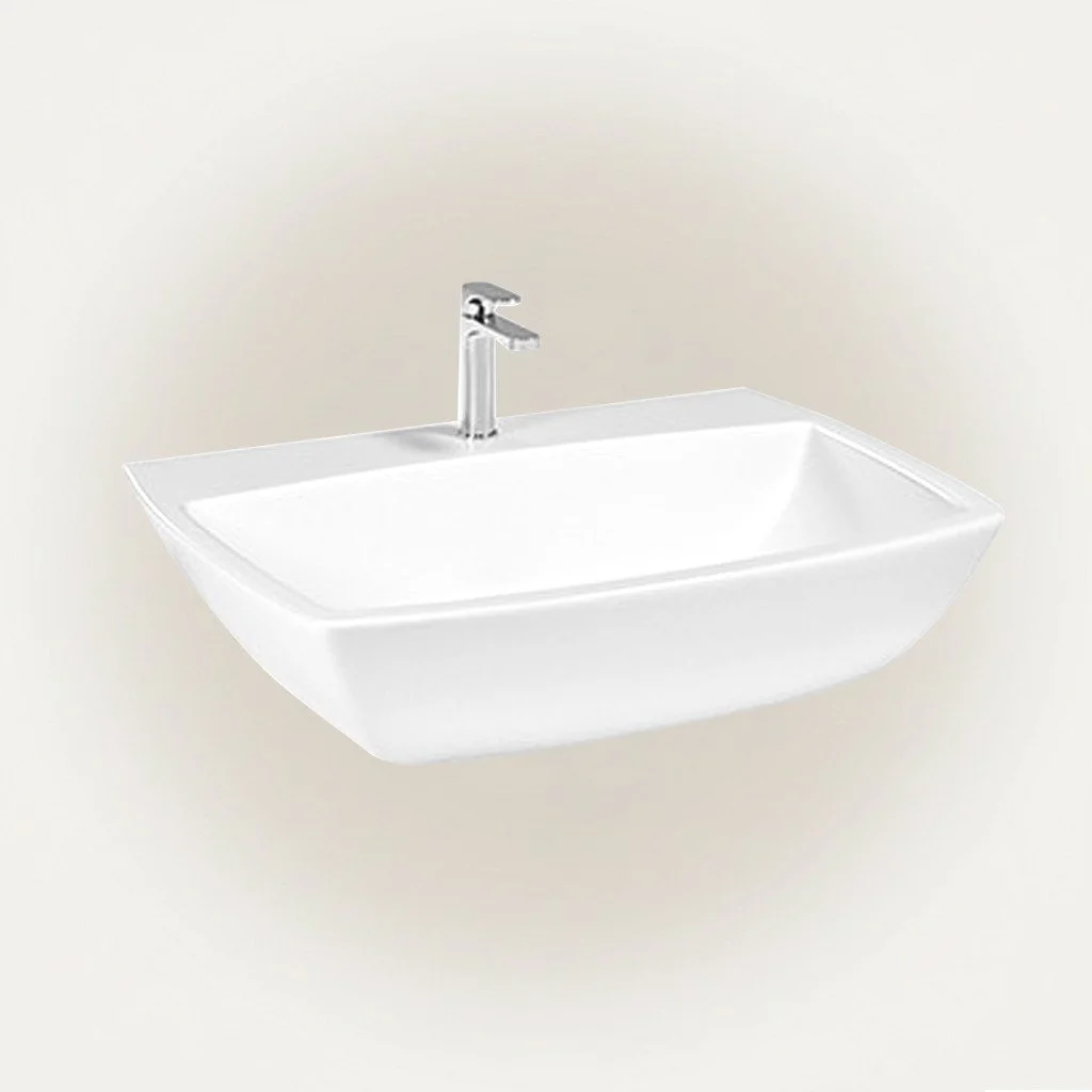 Square Vessel Sink Ceramic Bathroom Wash Basin Modern Countertop Vanity Basin