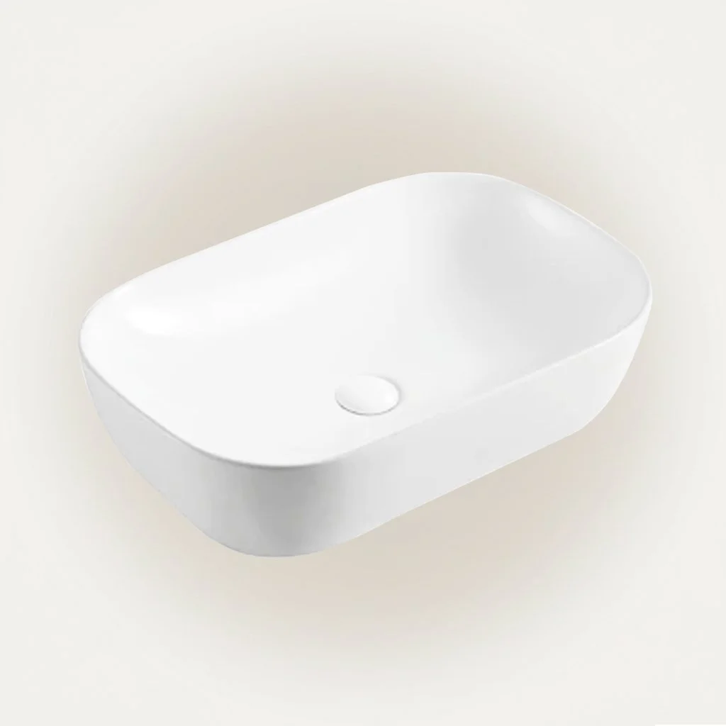 Rounded Square Ceramic Wash Basin Modern Bathroom Counter Top Sink - Durable Sanitary Ware Basin