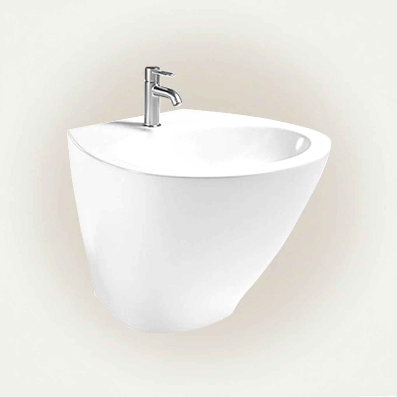Oval Semi-Circular Ceramic Vessel Sink Wall Hung Bathroom Wash Basin, Premium Sanitary Ware Lavatory