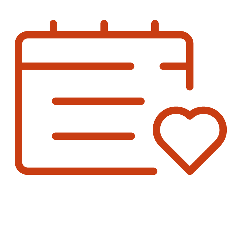 Icon of a calendar with a heart symbol