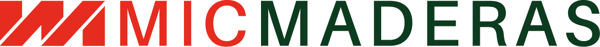 Logotipo de MIC Maderas en colores rojo y verde