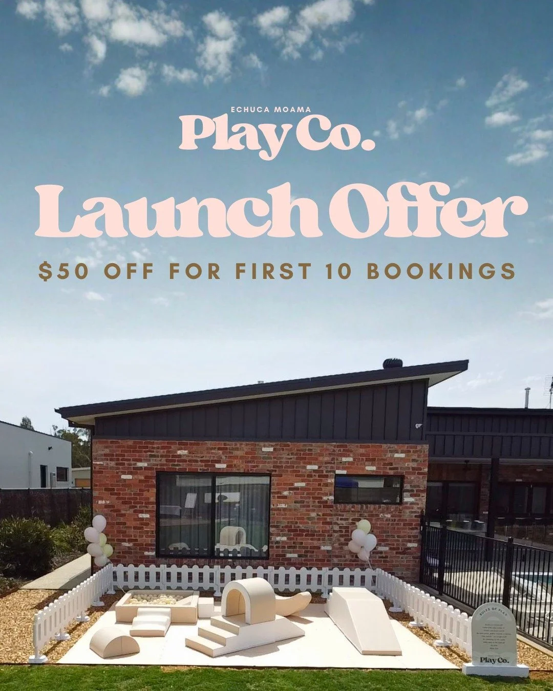 We have been blown away with the love on the launch on this new little business!! A big thank-you too all who have shared, followed and liked 🥰

To celebrate the launch of Echuca Moama Play Co. we have decided to give our first 10 bookings $50 OFF ?