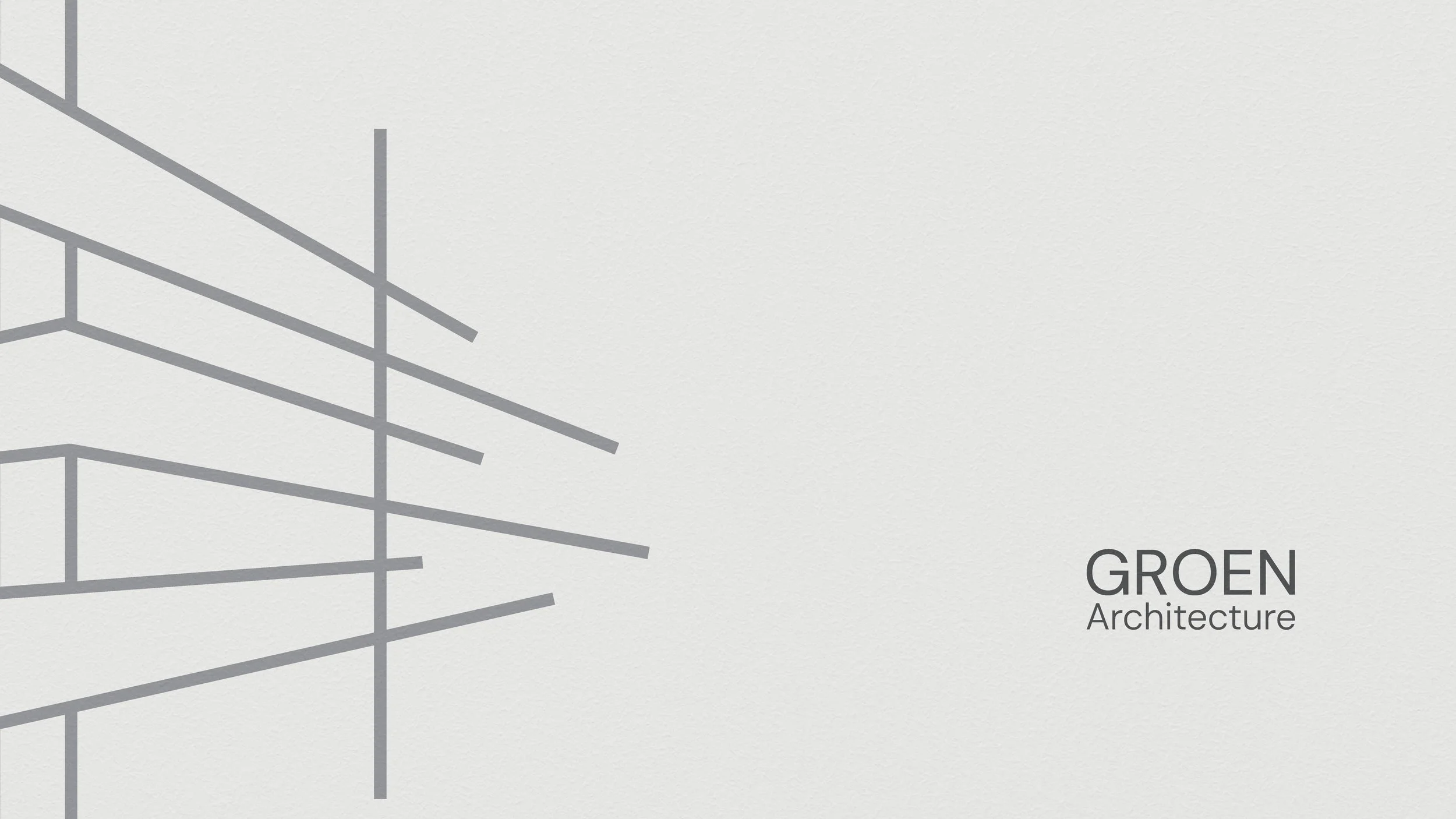 Abstract architectural drawing with grey lines on a white background, titled 'GROEN Architecture'