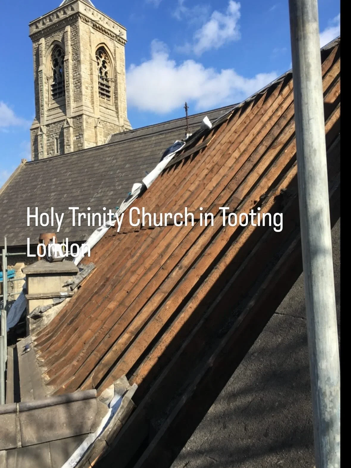 Holy Trinity Church in tooting London , strip insulate and slightly using reclaimed slates with lovely white hips turned out great #Roofing #tooting#LeadWork #Church #London