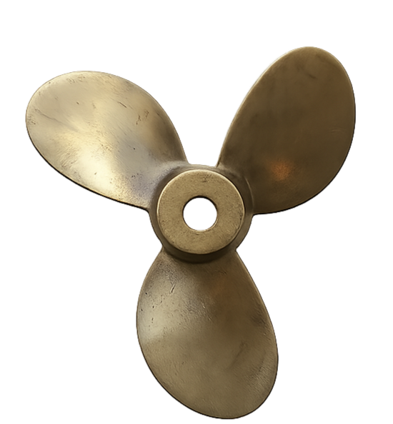 Metal boat propeller with three blades