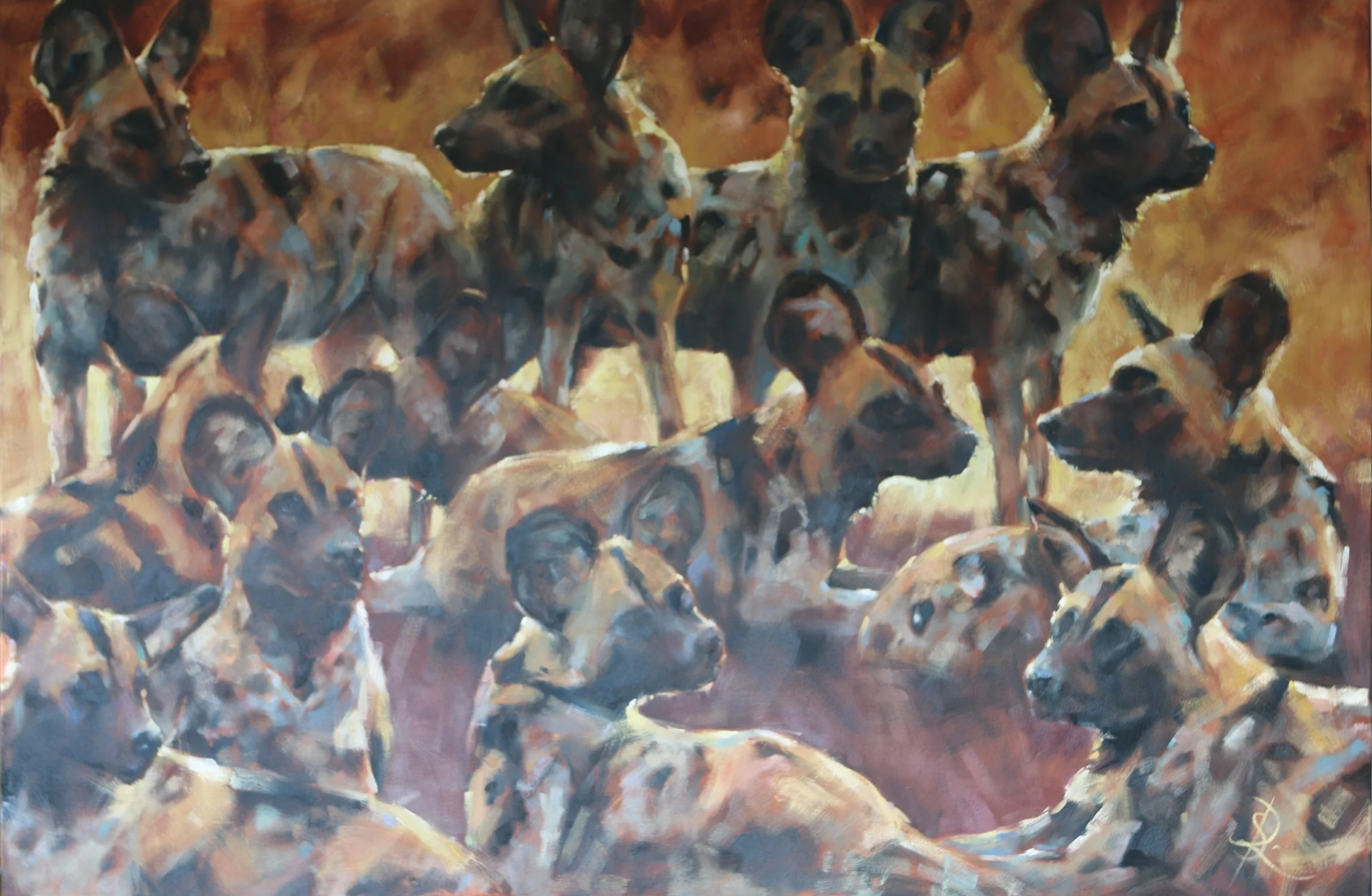 Dozen at Dusk - DSWF Wildlife Artist of the Year 2024 - 150x100cm oil on canvas - sold