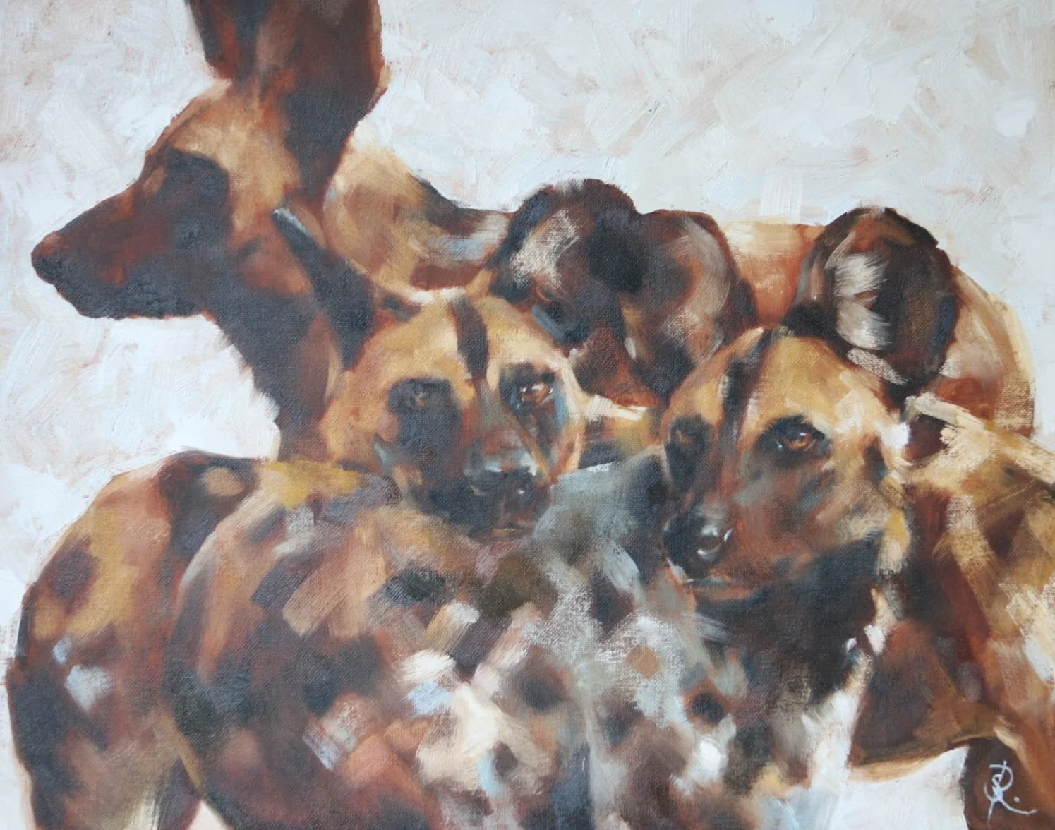 Stack of Dogs - oil on board - sold