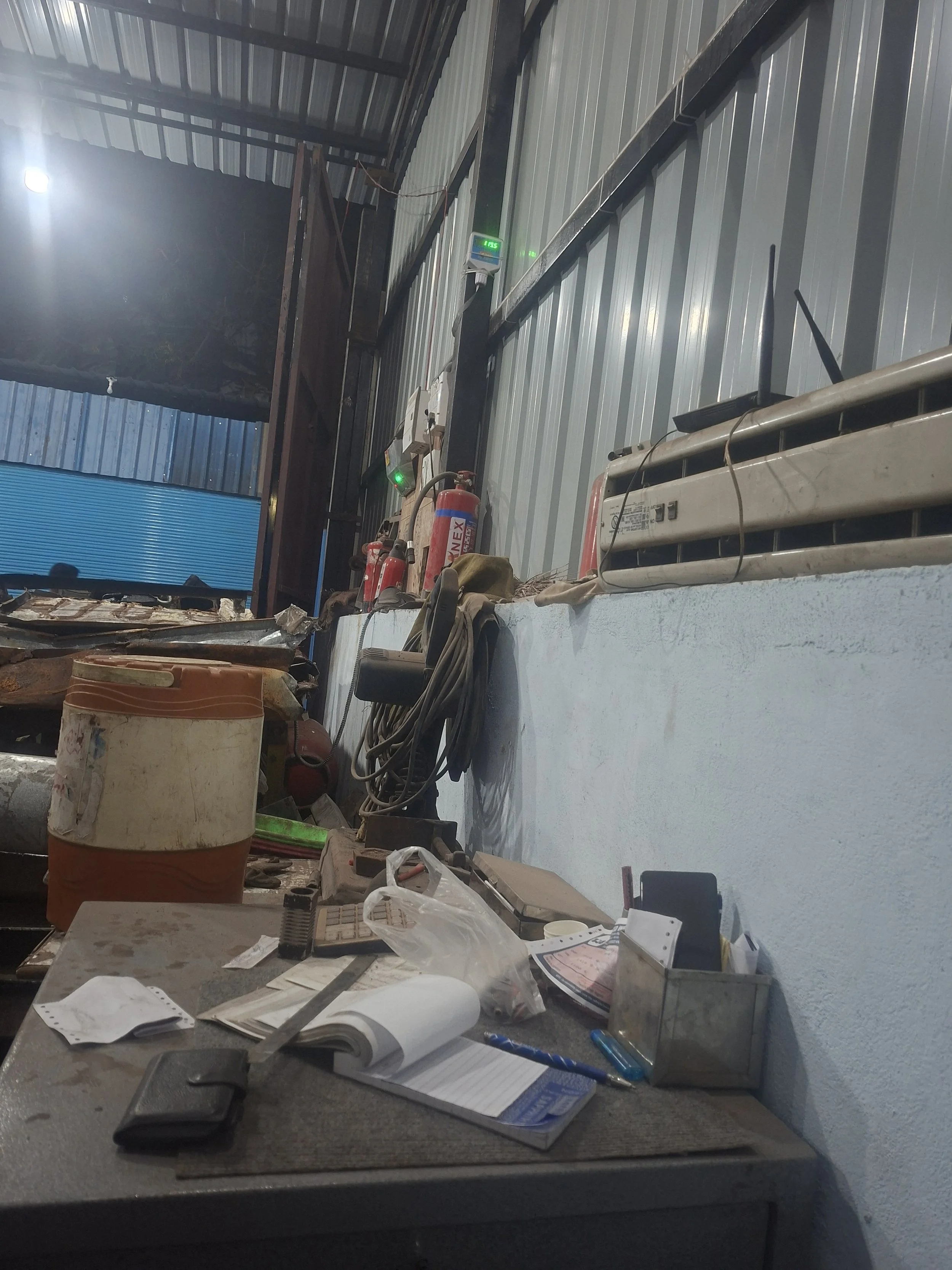 Office desk, phone support, billing or weighing scale photo