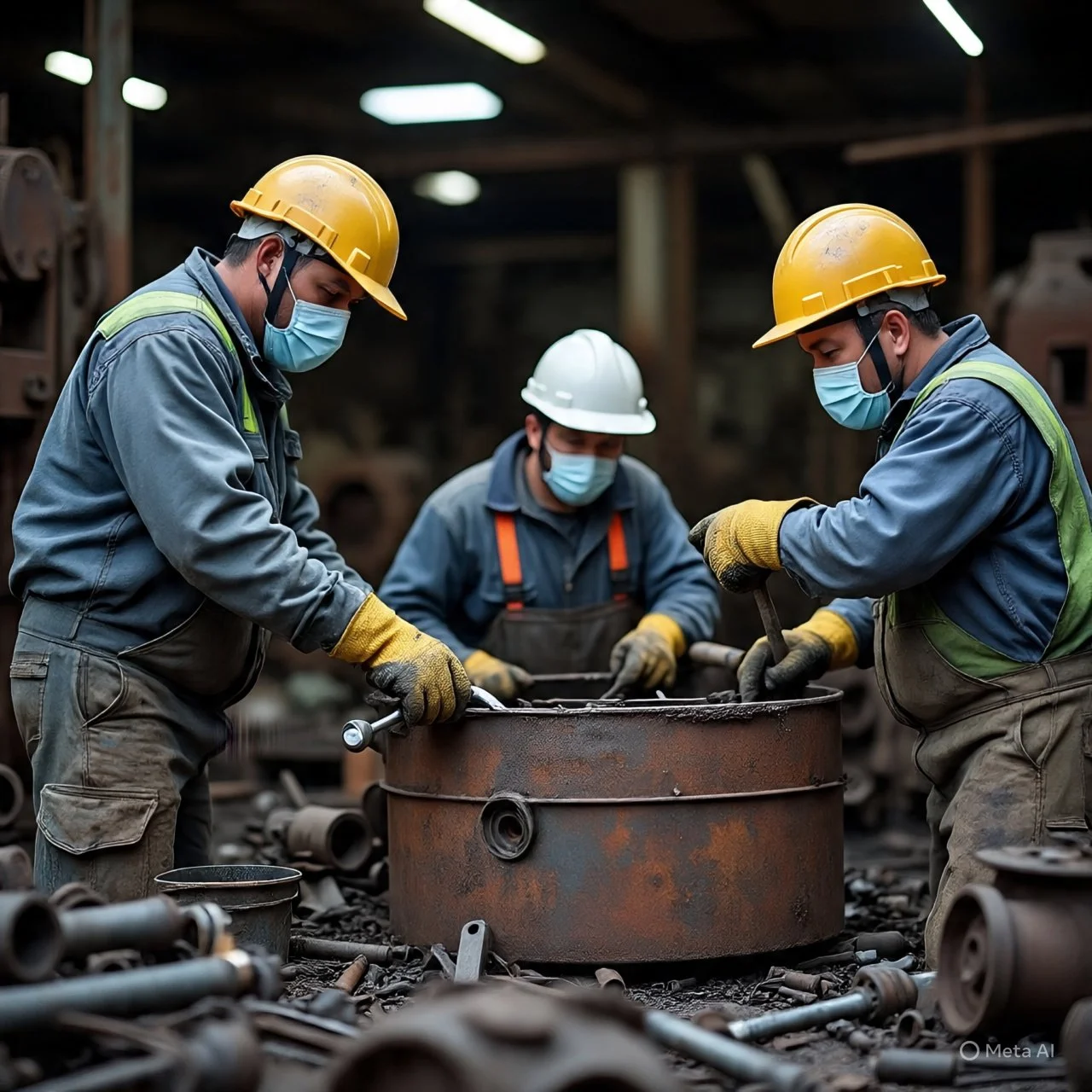 industrial scrap handling team
