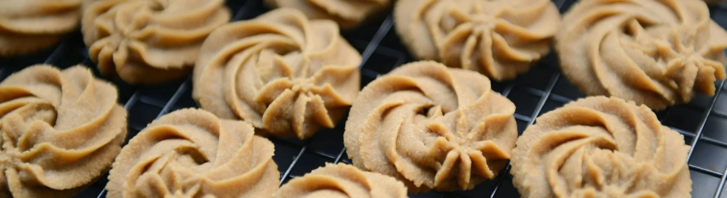 Piped brown sugar cookies cool on a rack - Merry Berry Confection Co. | Micro-bakery specializing in holiday bakes + dessert bars for weddings + events | Cary, NC