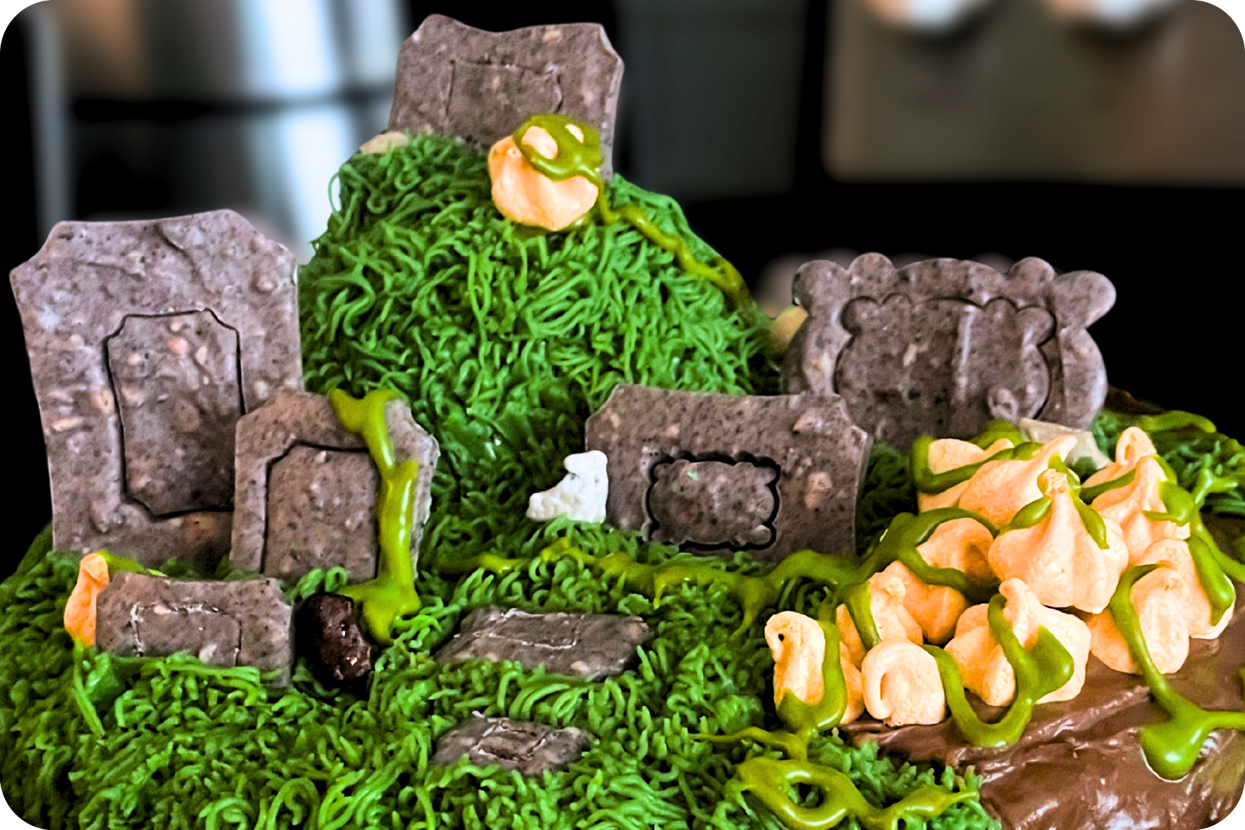 Graveyard cake for Halloween - Merry Berry Confection Co. Micro-bakery specializing in holiday bakes + dessert bars for weddings + events | Cary, NC