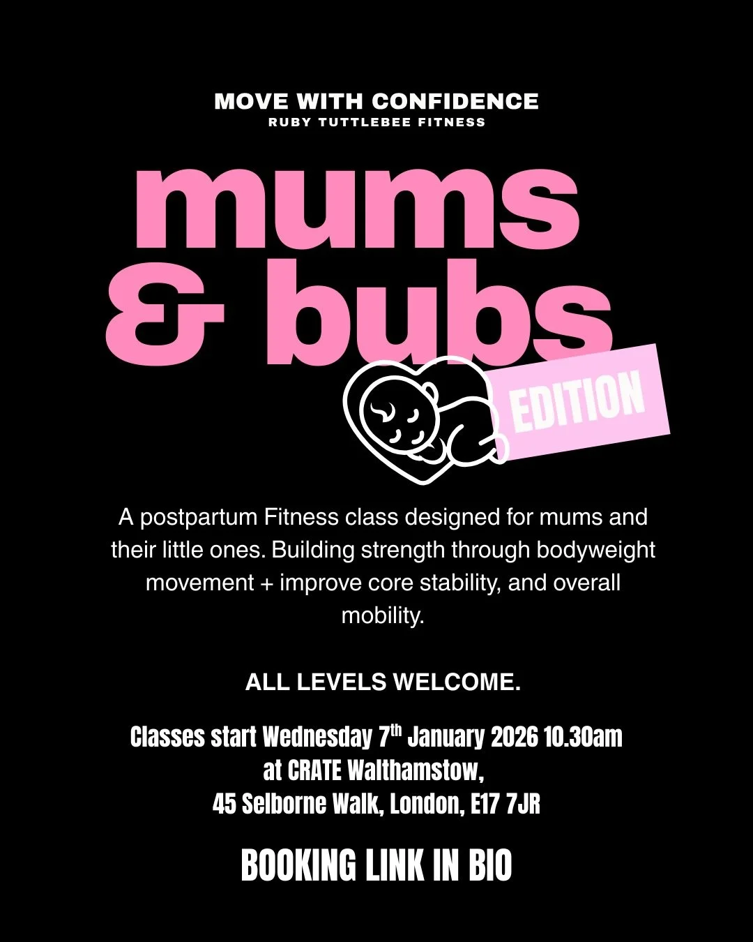 ITS FINALLY HERE&hellip;
NEW CLASS ALERT ‼️ 

Move With Confidence 
THE MUMS AND BUBS EDITION 🤍

I am so passionate about starting this class,creating a safe, welcoming space for all us mums.

The Class is designed to help you rebuild strength, move