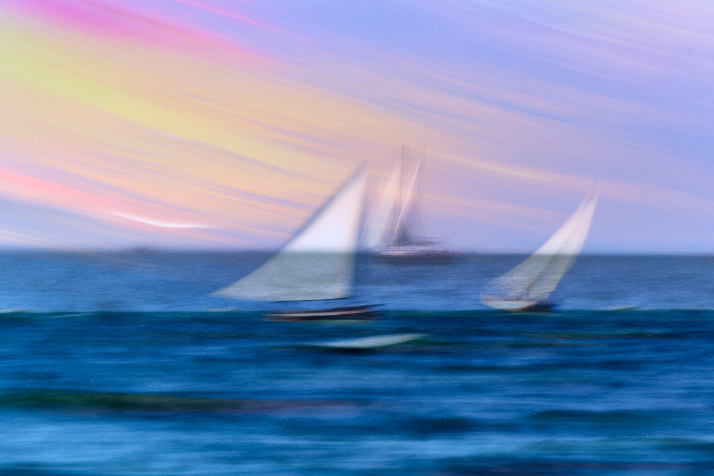 Blurred Sailing Boat on the Lake, 2023 · Photography // AI Art – digital