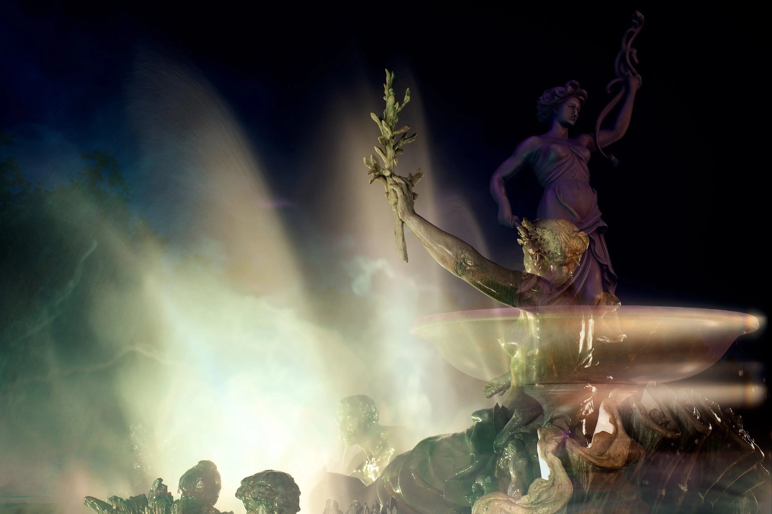 Historical Fountain in the Night, 2023 · Photography // AI Art – digital