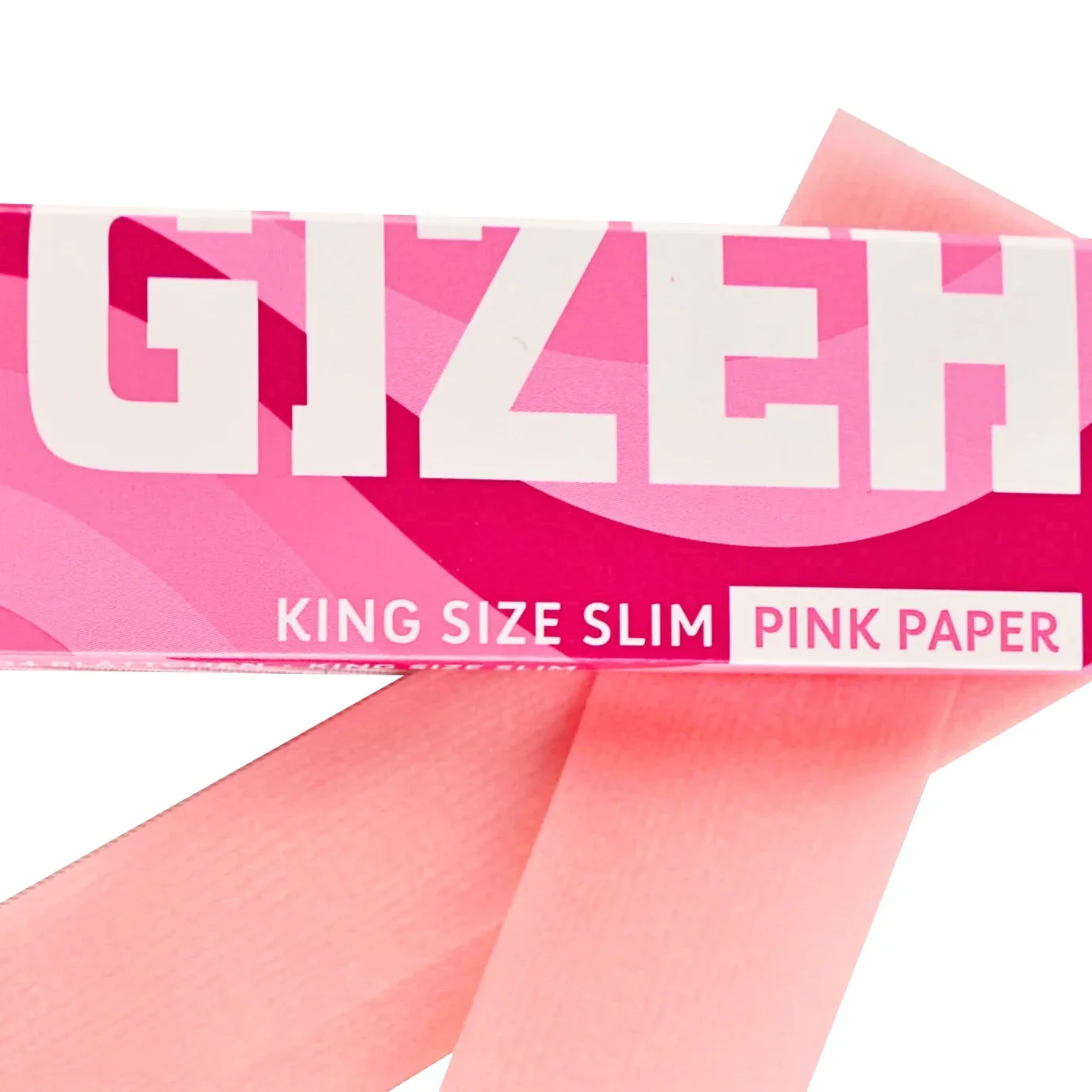 Nahansicht, Papier und Verpackung der GIZEH Pink King Size – Einzelpackung, ultrafeine, pinke Blättchen