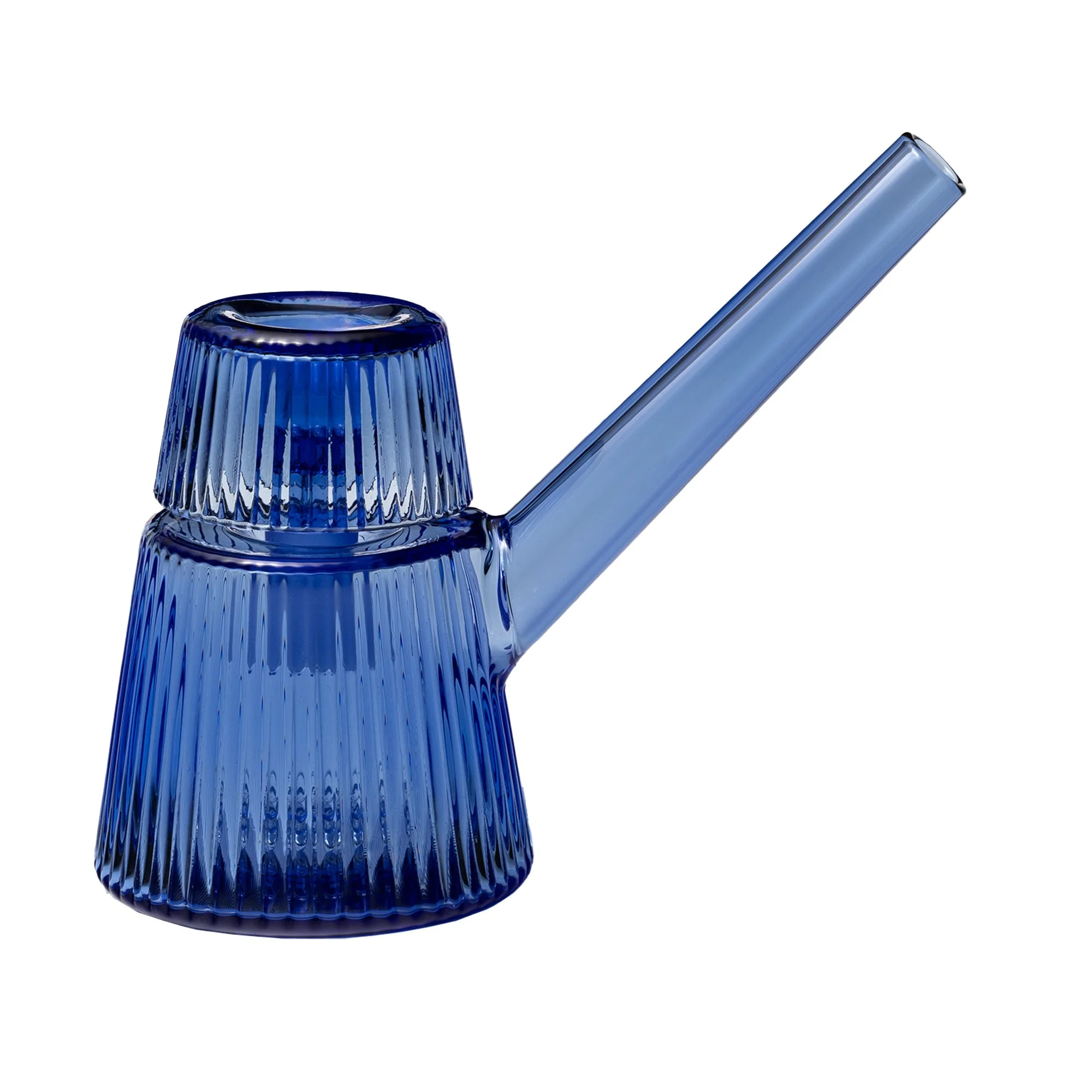 NWTN Deco Bubbler aus Borosilikatglas in Lapis Blau, Art-Déco-Design, kompakter Wasserbubbler