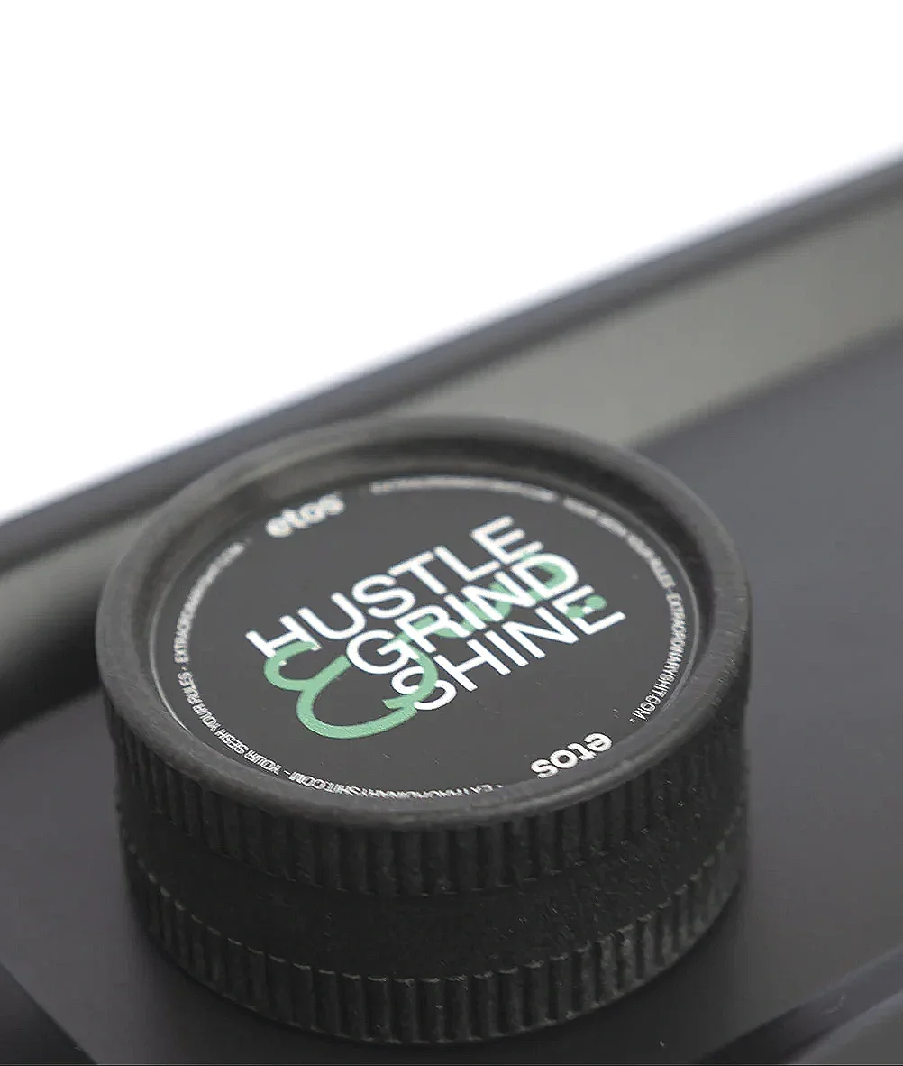 etos* Drehtablett und Grinder in Schwarz – elegantes, funktionales Zubehör fürs perfekte Drehen