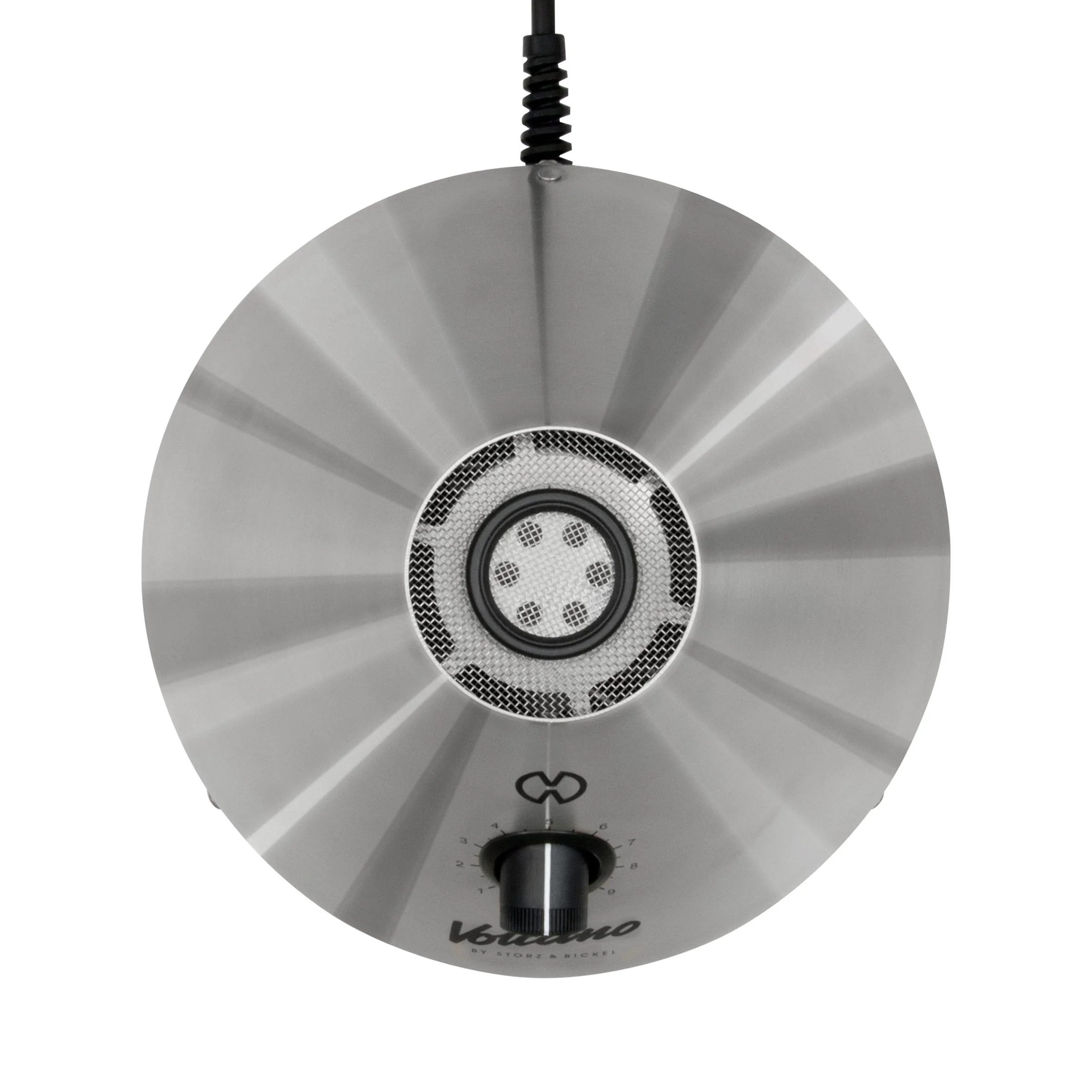 Edelstahl siberenes Gehäuse vom Volcona in der Draufsicht. Premium Vaporizer kaufen bei etos*.