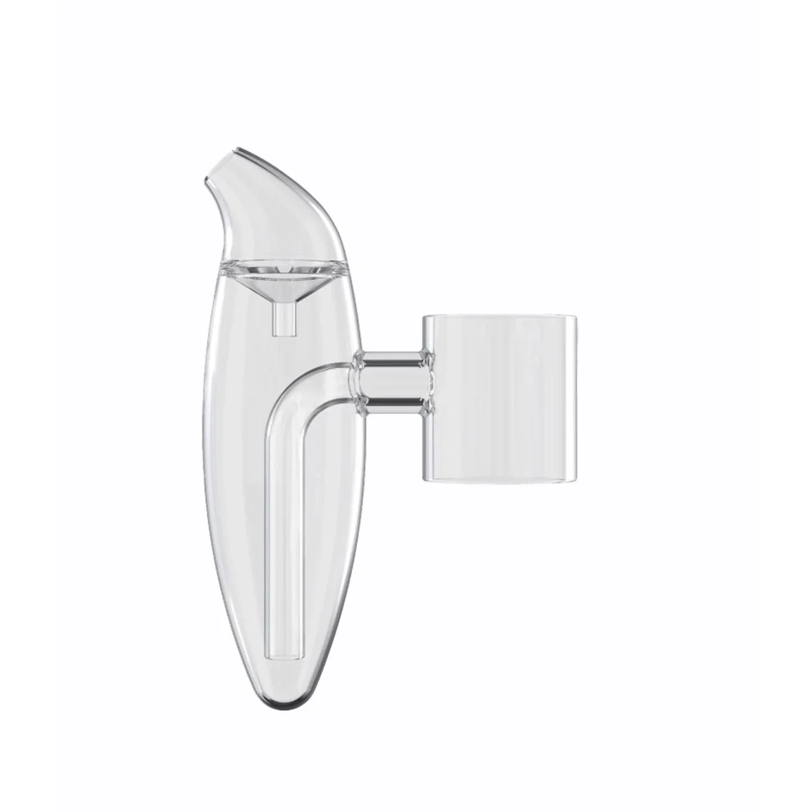 Detailaufnahme des Glas-Bubblers des Dr. Dabber XS Vaporizers mit integrierter Wasserfiltration.