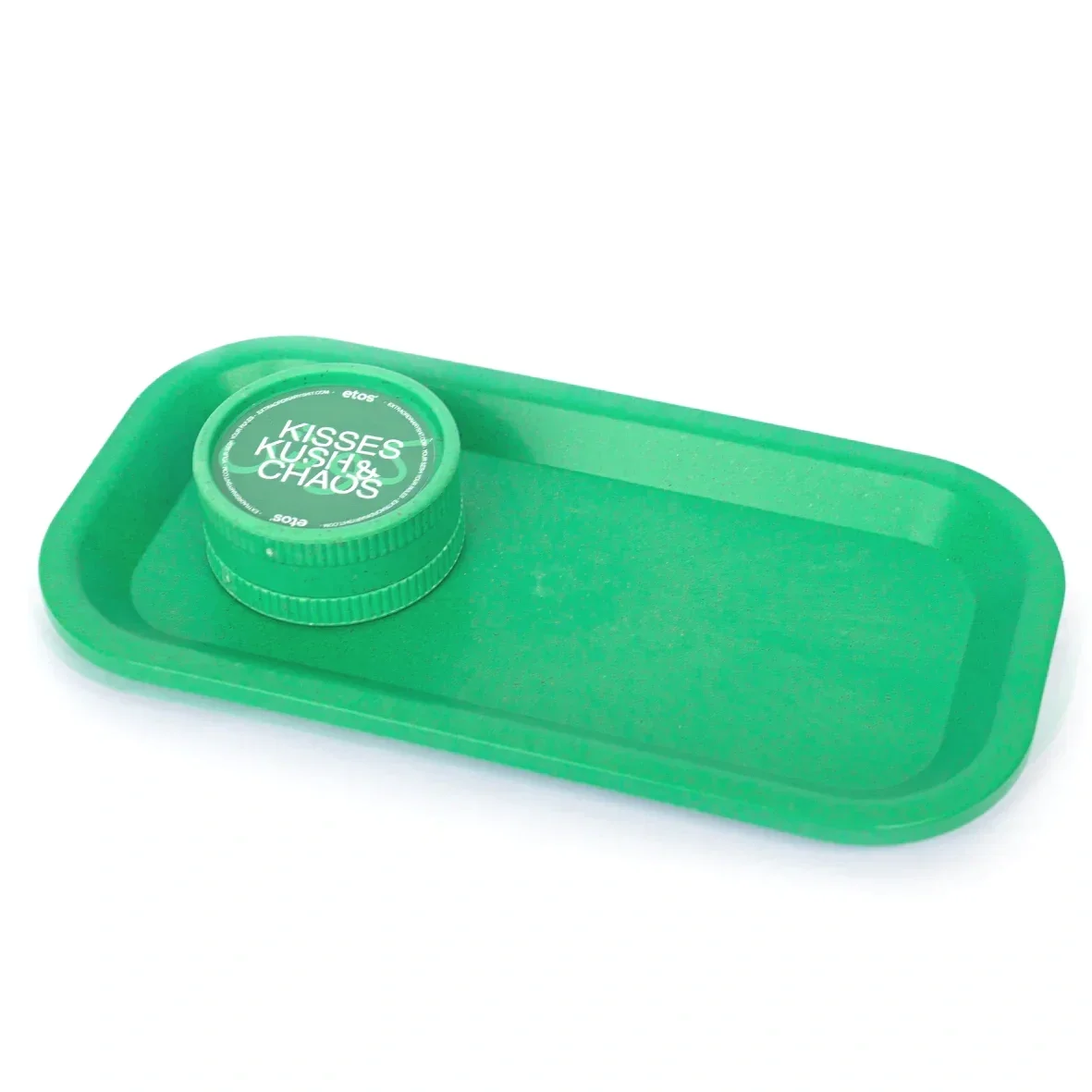 Mintfarbenes etos* Drehtablett aus Hanfkomposit mit Grinder – langlebig und umweltfreundlich