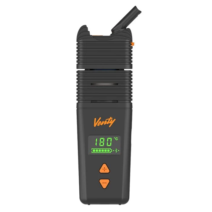 Storz & Bickel Venty Vaporizer Vorderansicht mit Display, tragbarer Kräuter-Vaporizer mit Hybrid-Heizung