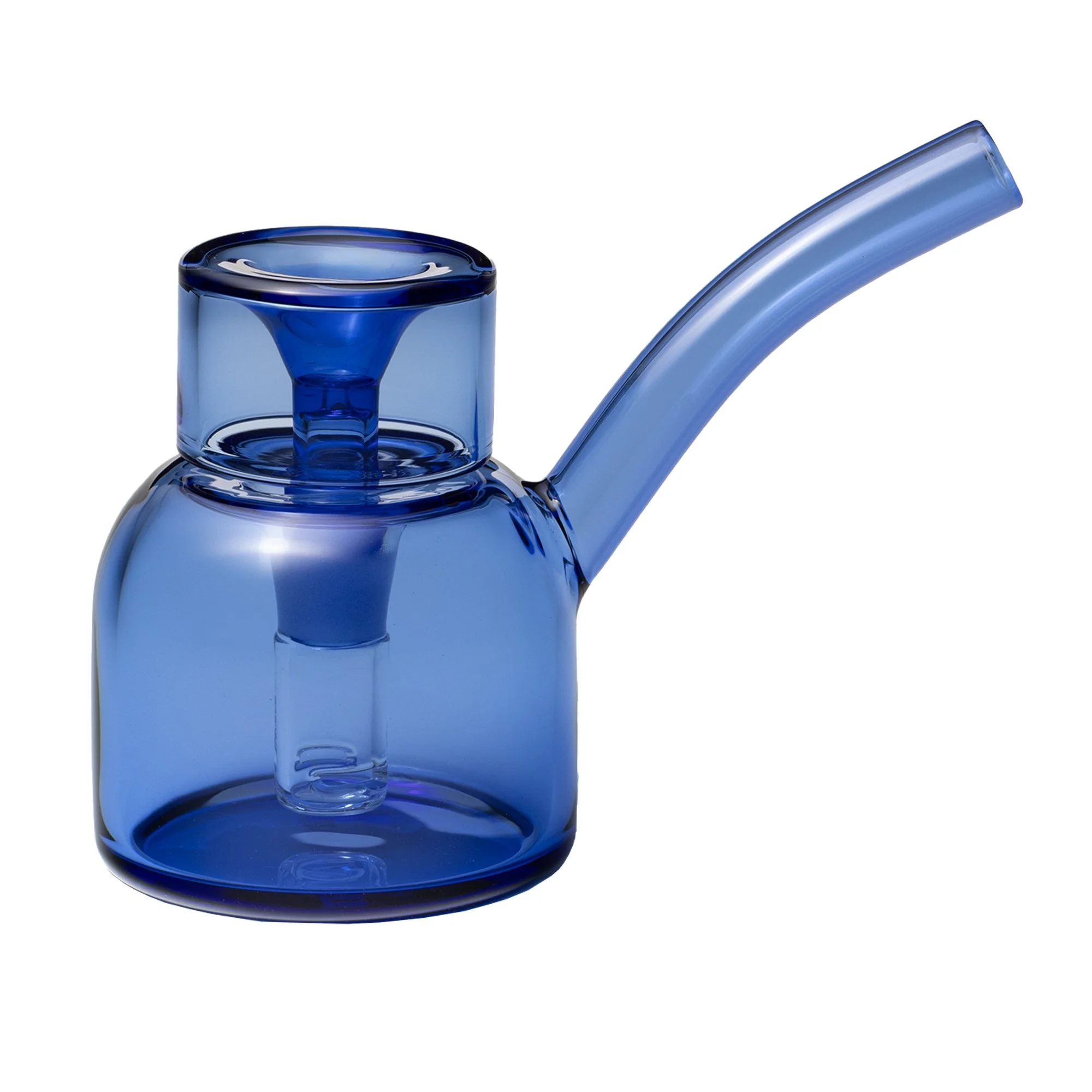 NWTN Vesper Bubbler aus Borosilikatglas in Lapis Blau, minimalistisches Mid-Century Design, kompakter Wasserbubbler