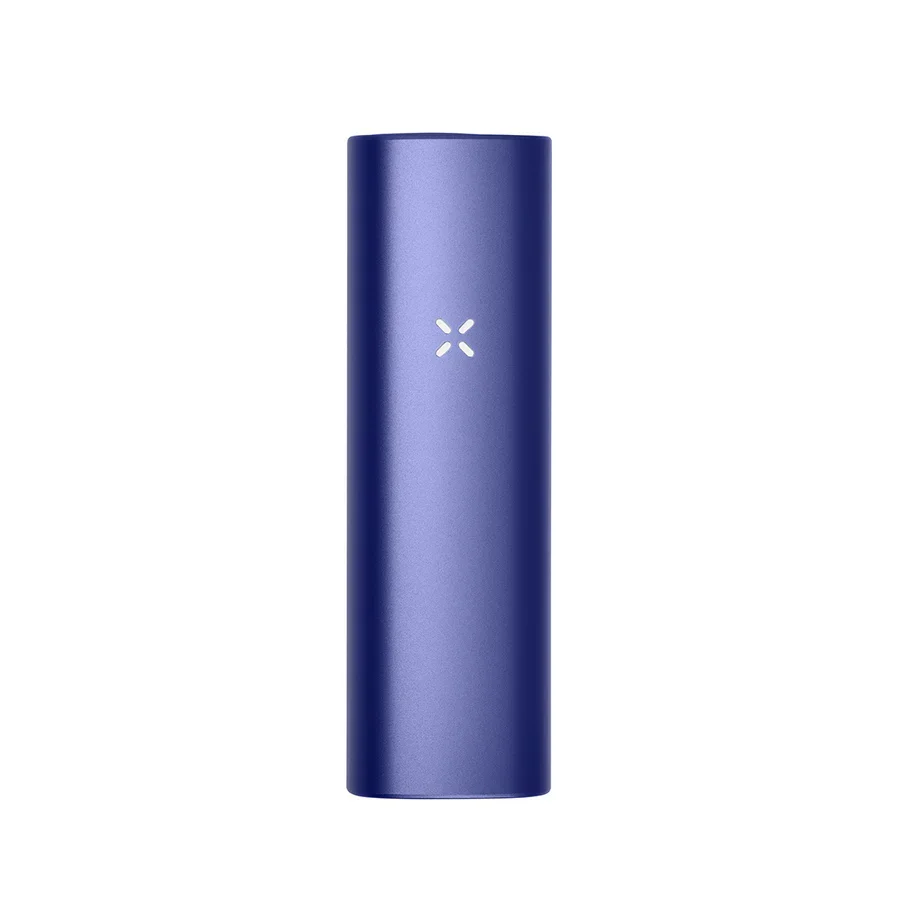 PAX Plus Vaporizer in Periwinkle Blue, Frontalansicht im Studio, moderner Kräuter-Vaporizer mit reduziertem Design