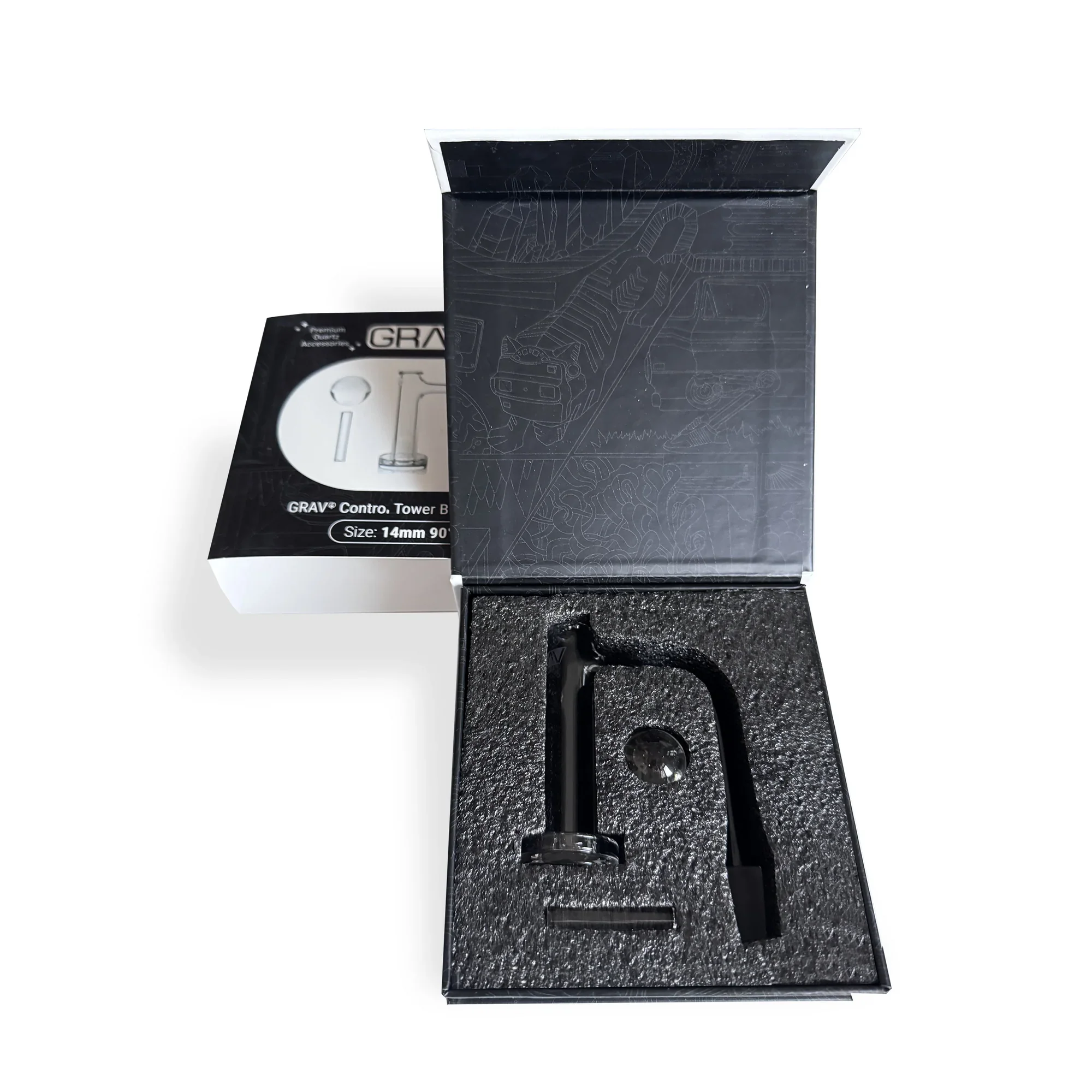 GRAV 14mm Quartz Control Tower Banger Set in hochwertiger, gepolsterter Verpackung