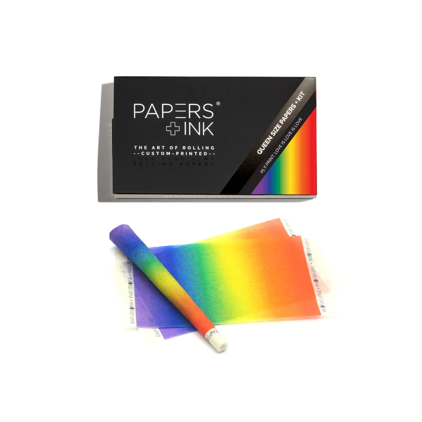 papers&ink Love Is Love Is Love Design – bunte Verpackung, bedruckte Papers und gerollter Joint als Statement für Vielfalt