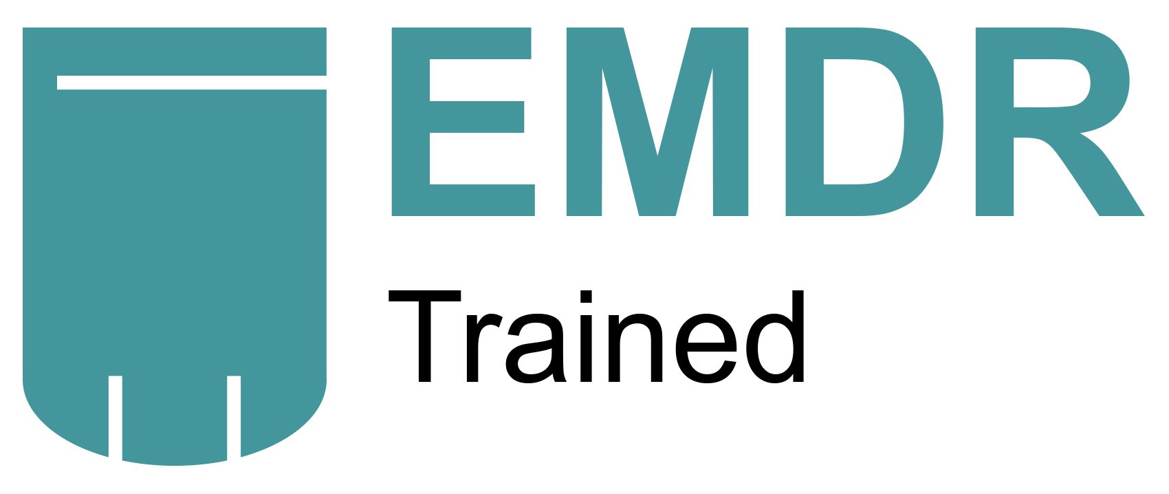 EMDR therapy logo with stylized eye illustration in teal next to the text 'EMDR' in bold teal capital letters.