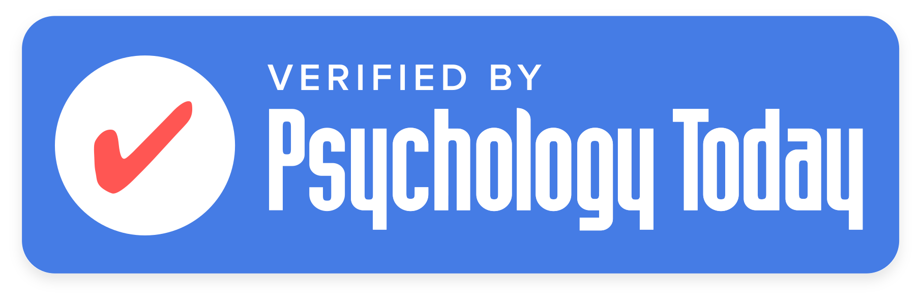 Verified by Psychology Today badge with a red checkmark on a blue background.
