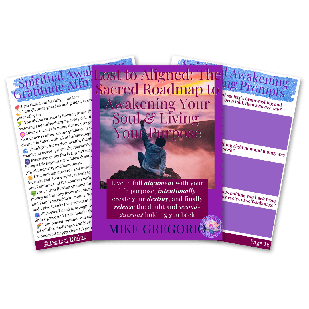 Spiritual awakening eBook explores the most common signs of spiritual awakening, life purpose discovery, meditation techniques, breathwork practices, and manifestation principles to support personal growth and real deep love inner transformation.