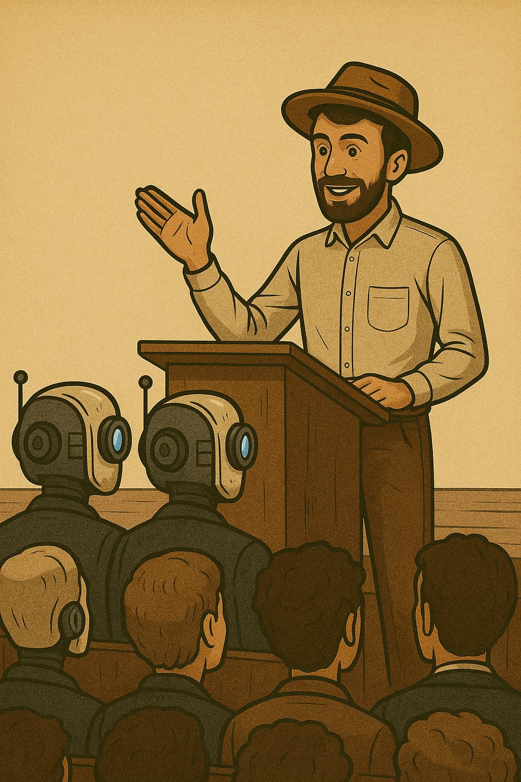 AI character of Niels Bergmans being a key-note speaker.