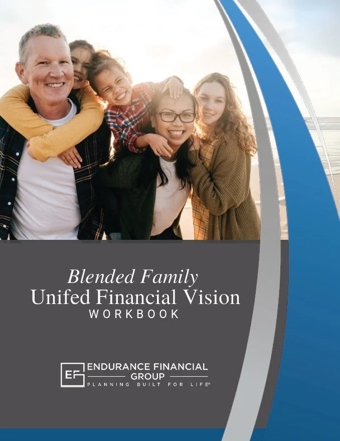 A smiling step family of six on the cover of a Blended Family Unifed Financail Vision Workbook