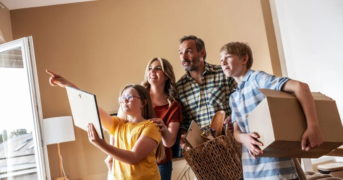 Blended family moving into a home