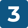 Blue square with the white number 3 in the center.