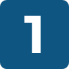 Blue square with a white number one in the center.