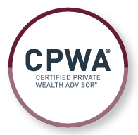 CPWA Certified Private Wealth Advisor logo with navy blue text on a white background