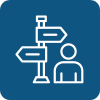 Icon of a person with a flowchart or organizational chart