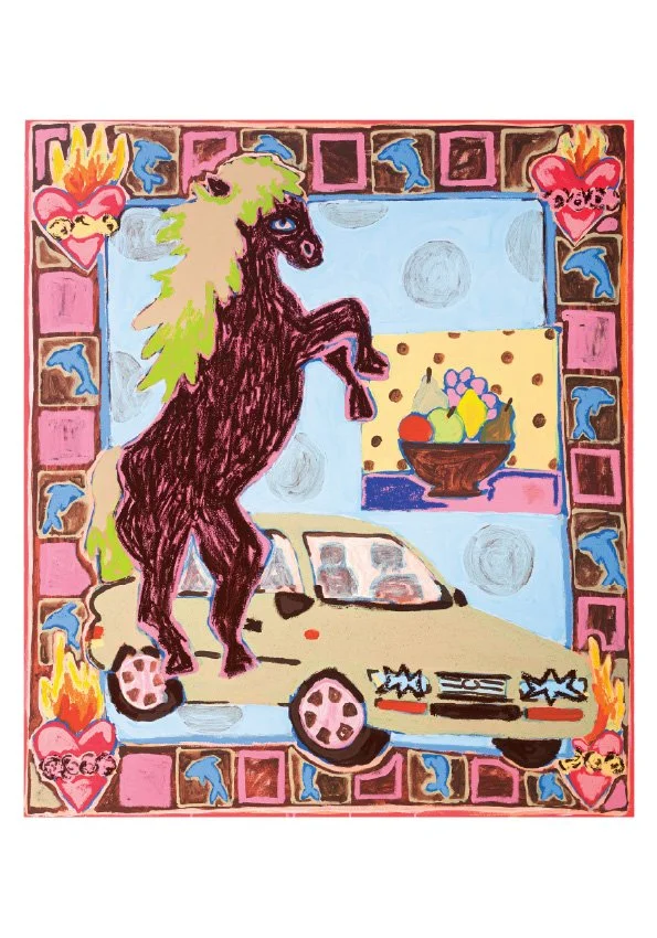 horse vs car - a3 part print