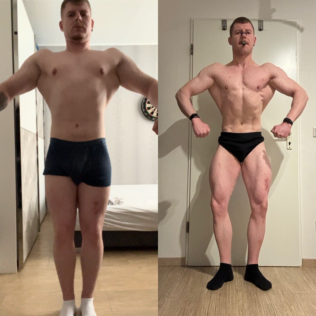 Muskelaufbau Transformation eines Athleten im Online Bodybuilding Coaching