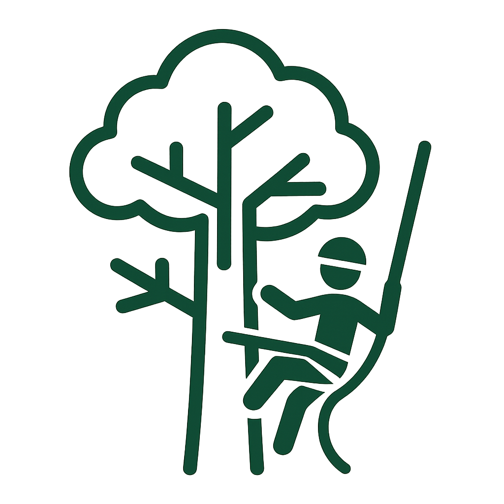 Symbol für nachhaltige Forstwirtschaft, eine Baum und eine Person mit einer Palette.