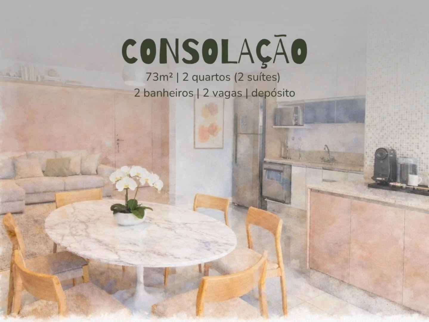 Com 73m&sup2; bem distribu&iacute;dos, este lar-i-deal foi projetado para unir conforto e praticidade em cada detalhe. A planta inteligente acomoda tanto quem vive sozinho quanto fam&iacute;lias, oferecendo duas su&iacute;tes e ambientes integrados. 