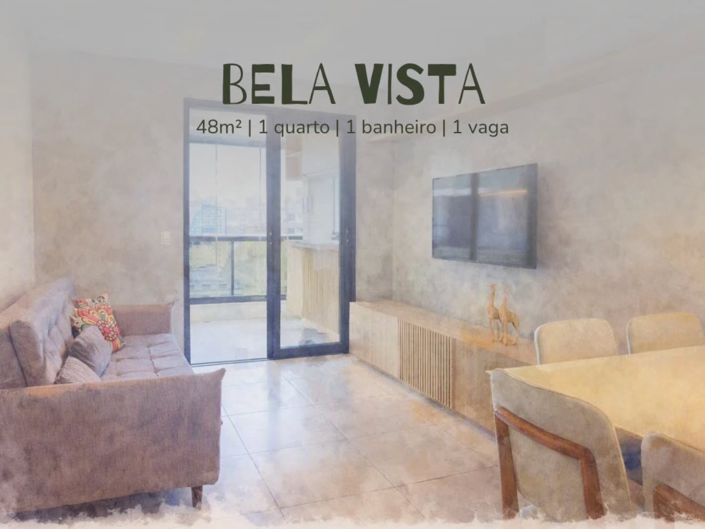 Este lar-i-deal de 48m&sup2; foi pensado para quem valoriza funcionalidade sem abrir m&atilde;o da sofistica&ccedil;&atilde;o. A reforma reposicionou a cozinha para o terra&ccedil;o, criando uma sala ampla e arejada, perfeita para receber amigos ou d