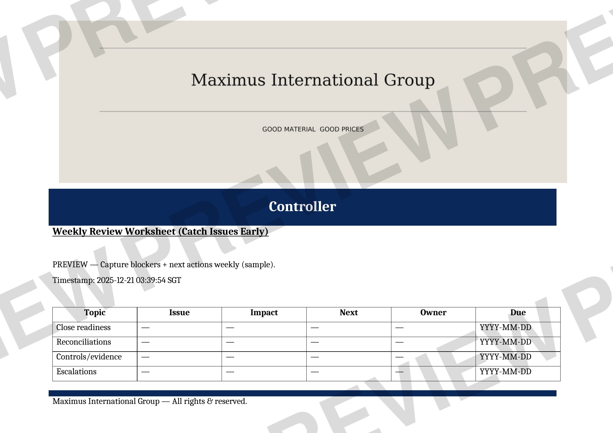 Quarterly Close Drill